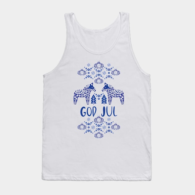 Swedish Dala Horses God Jul Tank Top by famenxt